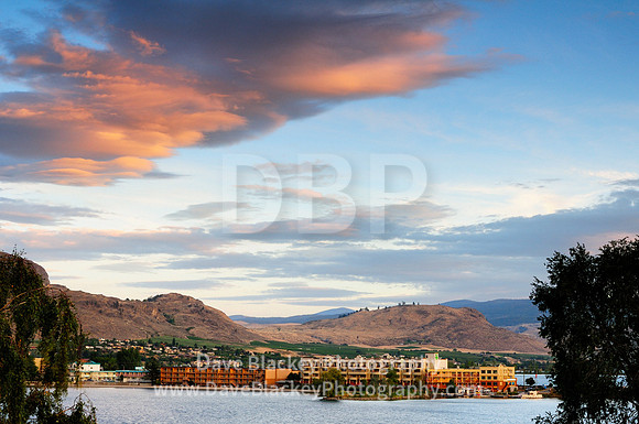 Early evening views of the Coast Osoyoos Beach Hotel and the Holiday Inn Hotel on Osoyoos Lake, Coast Osoyoos Beach Hotel, Holiday Inn Hotel, Osoyoos, Osoyoos Lake