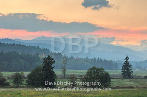 Cowichan Valley sunset farmland, Cobble Hill, BC