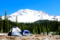 Mt. Shasta, base camp, California, two tents, snow