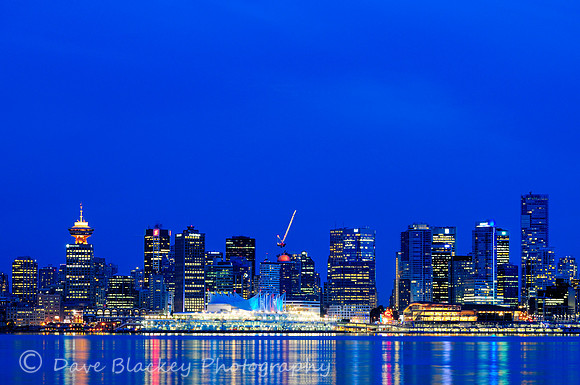 Skyline city Vancouver, Skyline, Canada Place, city of Vancouver, Burrard Inlet, night