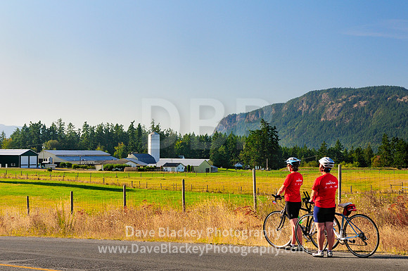 Biking, cycling, Cowichan Valley, cycling in Cowichan Bay, BC, farmland, Kumiko, Judy