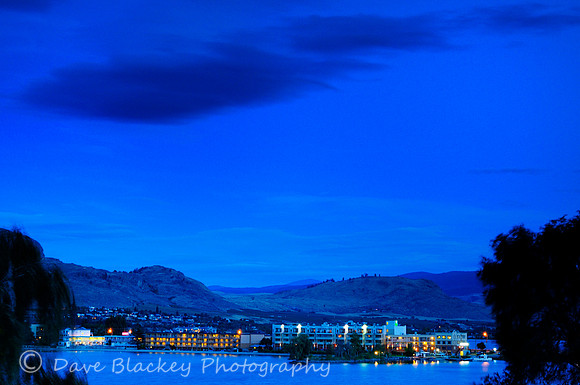 Evening views of the Coast Osoyoos Beach Hotel and the Holiday Inn Hotel on Osoyoos Lake, Coast Osoyoos Beach Hotel, Holiday Inn Hotel, Osoyoos, Osoyoos Lake